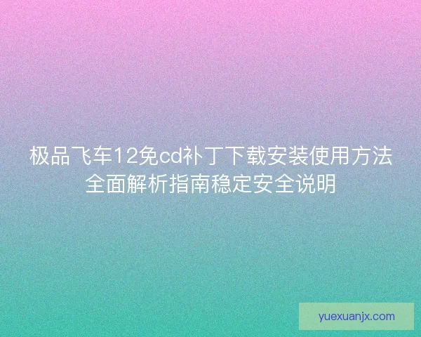 极品飞车12免cd补丁下载安装使用方法全面解析指南稳定安全说明