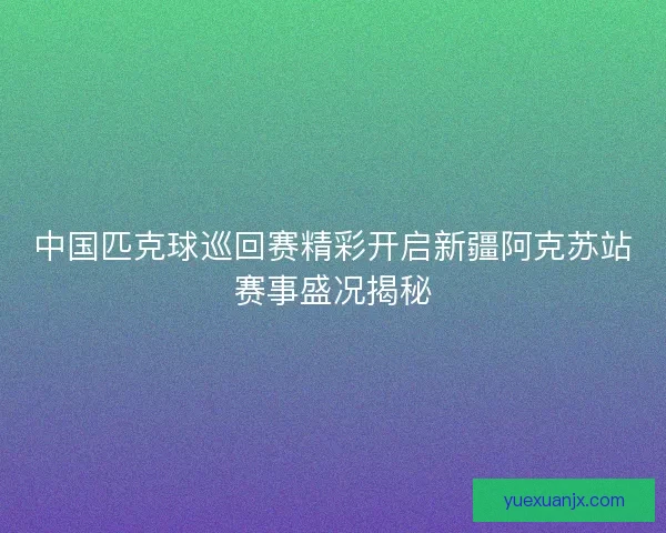 中国匹克球巡回赛精彩开启新疆阿克苏站赛事盛况揭秘